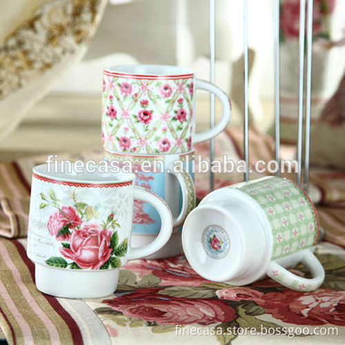 8OZ Elegant White Porcelain Stackable Coffee Mugs with Rack